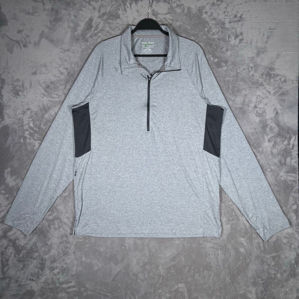 ExOfficio Insect Shield 1/4 Zip Pullover Shirt Gray XL Hiking Travel Outdoor
